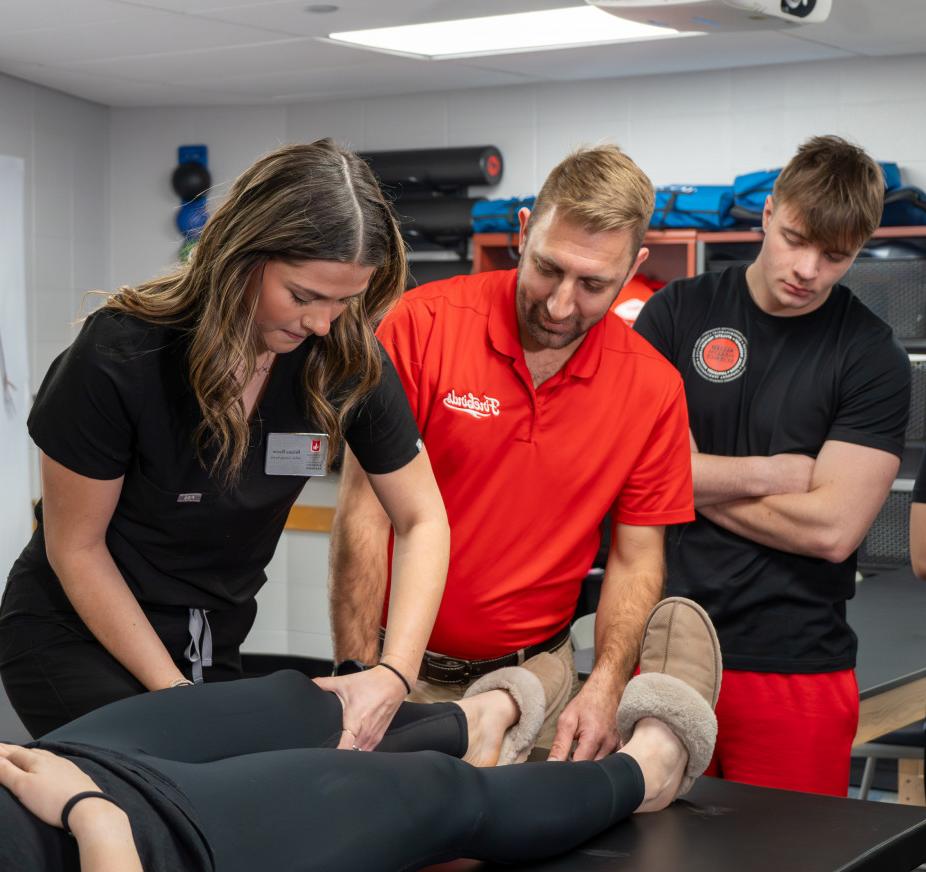 Allied health science college students participating in a workshop.